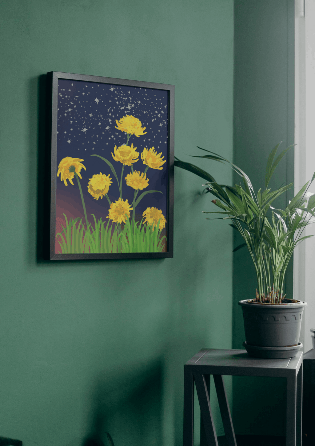 Dandelions Under Stars Wallpaper